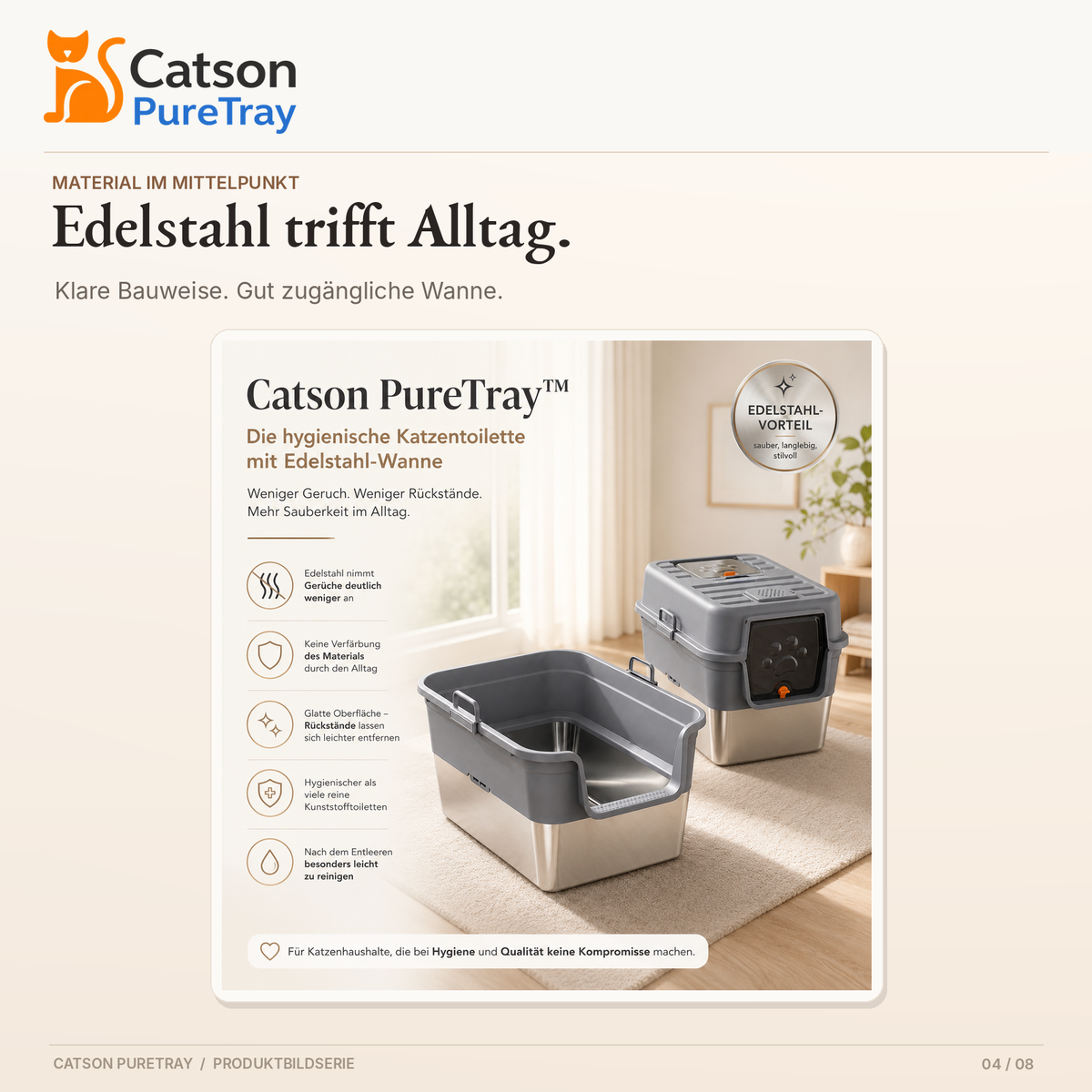 CATSON PureTray – 4/8: Edelstahlwanne