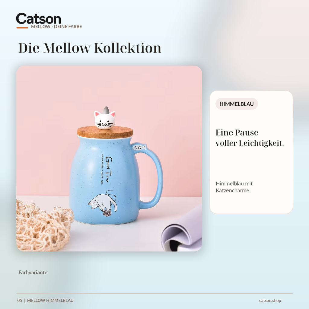 CATSON Mellow in Himmelblau mit Katzendeckel
