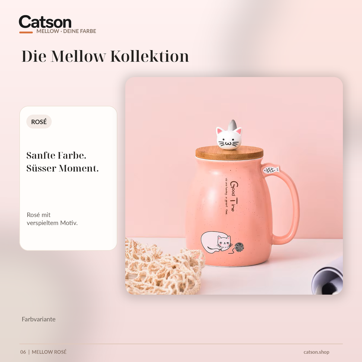 CATSON Mellow in Rosé mit Katzendeckel