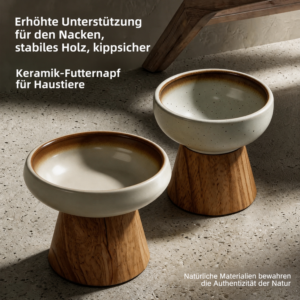 Catson OakBowl™ erhöhte Keramik-Futternäpfe auf stabilen Massivholzständern für eine angenehmere Fressposition