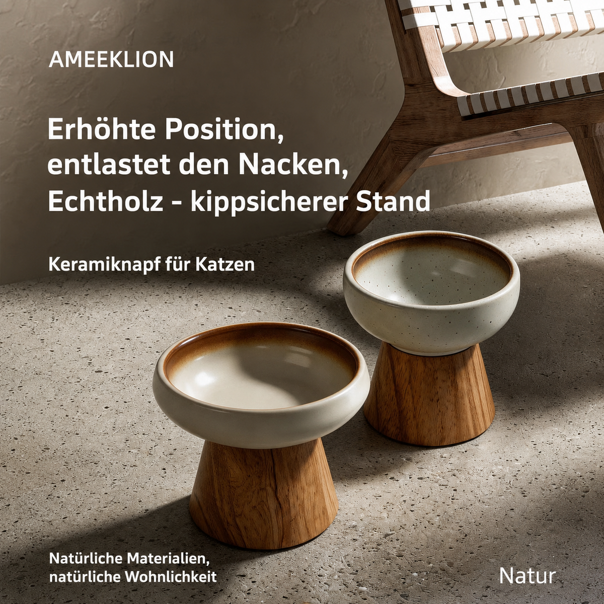 Catson OakBowl™ erhöhte Keramik-Futternäpfe auf kippsicheren Echtholzständern für eine angenehmere Fressposition