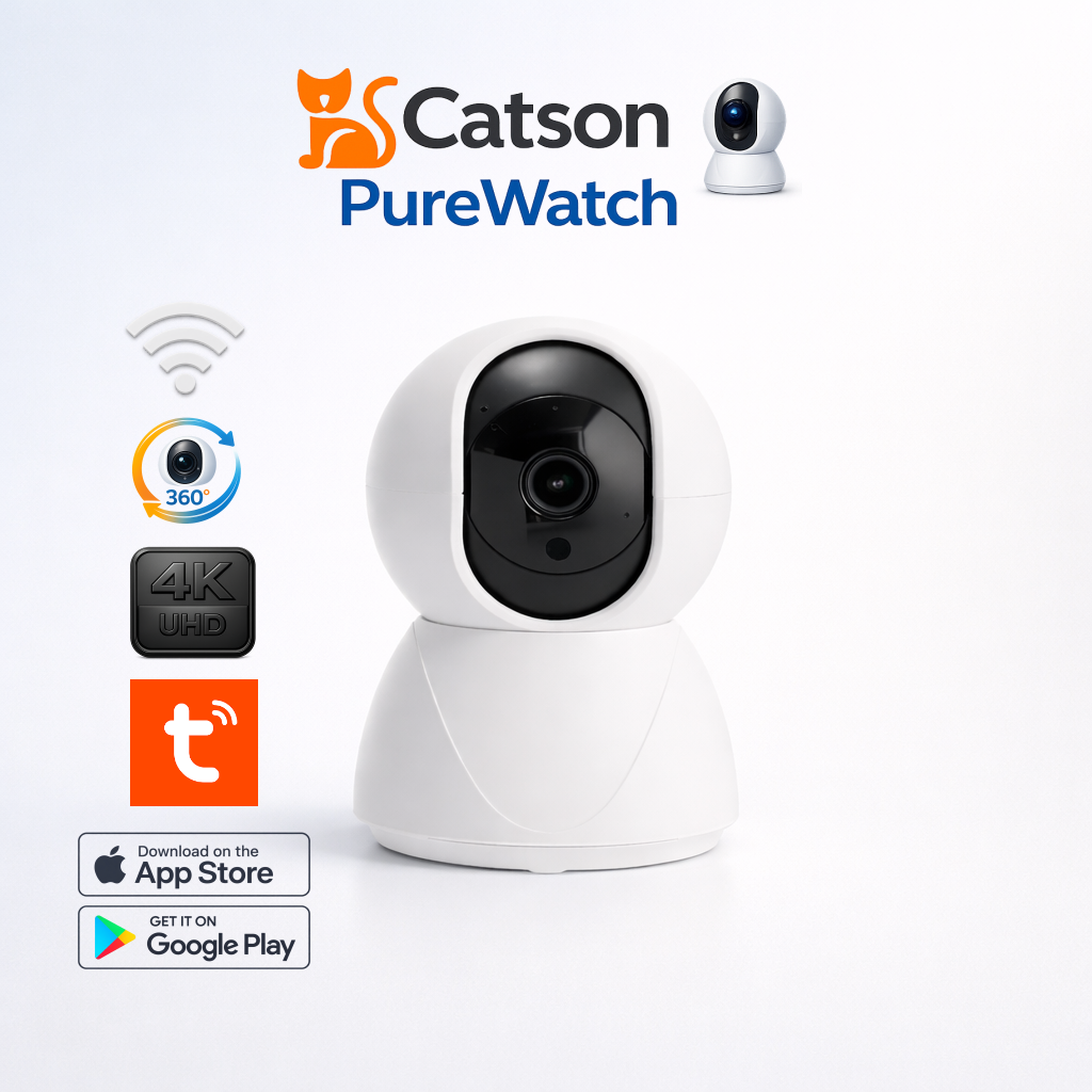 Catson PureWatch™ 4K Überwachungskamera für Katzen mit 360°-Ansicht, WLAN und App-Steuerung