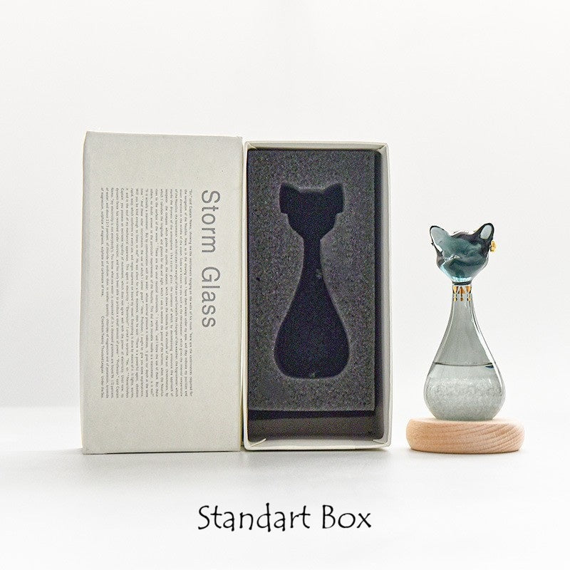 Catson Catmosphere™ Storm Glass in Katzenform mit Holzsockel und Standard-Geschenkbox