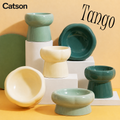 Catson Tango™ erhöhte Keramik-Futternäpfe für Katzen in Creme, Hellgrün und Dunkelgrün