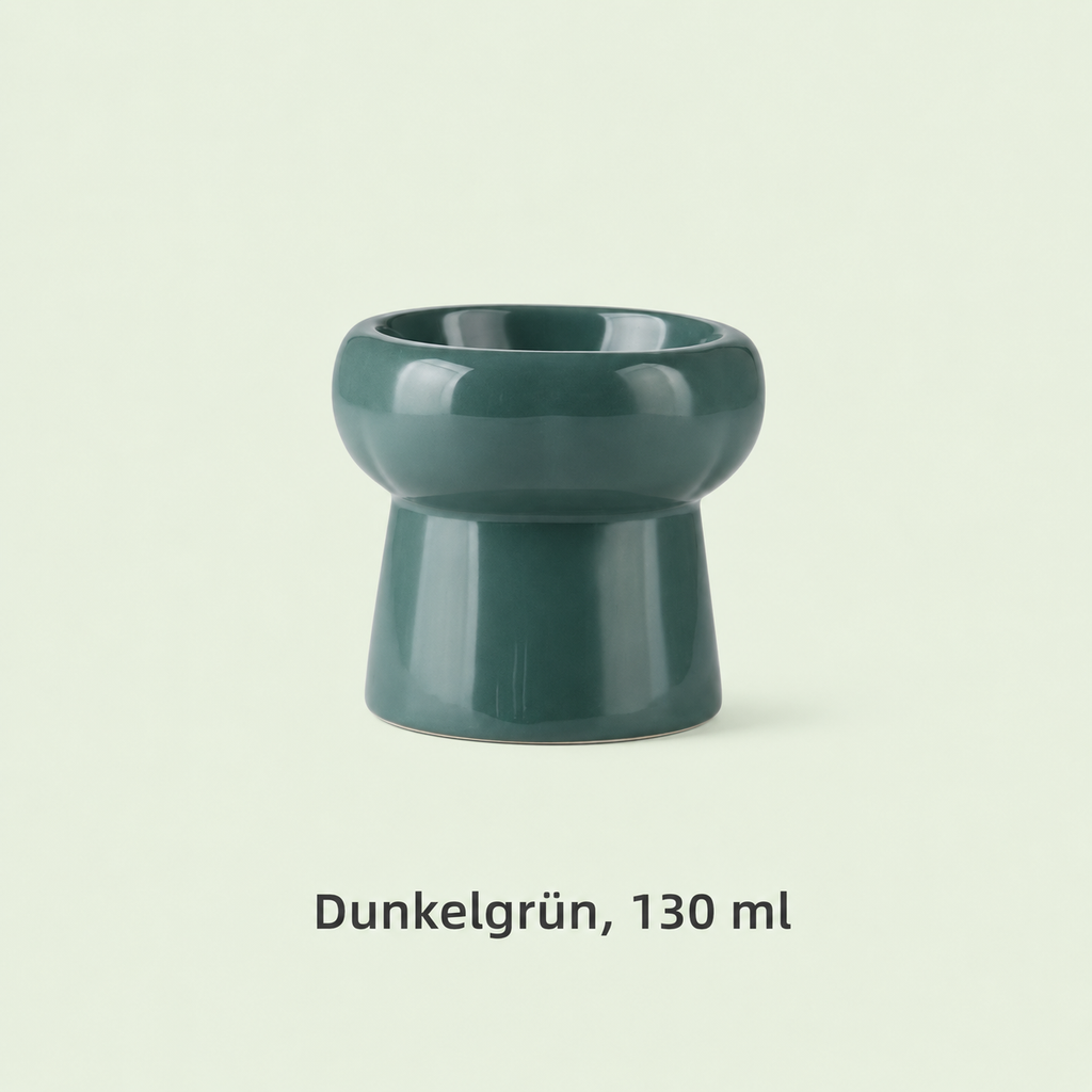 Catson Tango™ erhöhter Keramik-Futternapf in Dunkelgrün mit 130 ml Fassungsvermögen